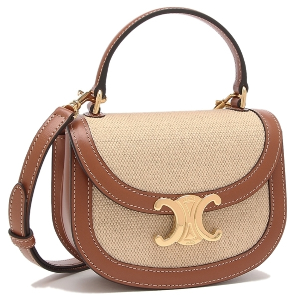 Celine Handbag Tan Shoulder Bag Bag Triomphe Mini